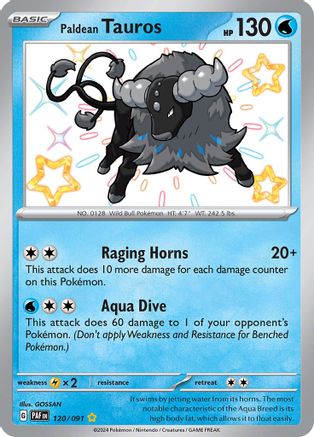 Paldean Tauros 120/091  - Holofoil SV Paldean Fates - Shiny Rare