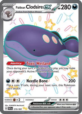 Paldean Clodsire ex 219/091  - Holofoil SV Paldean Fates - Shiny Ultra Rare