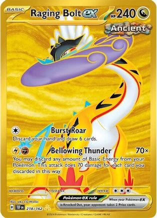 Raging Bolt ex 218/162  - Holofoil SV05 Temporal Forces - Hyper Rare