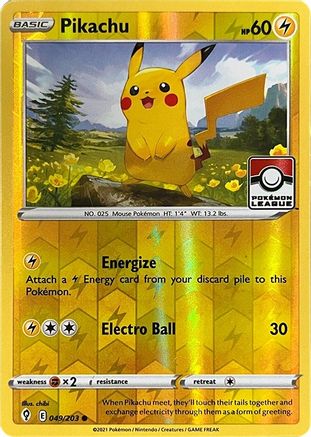 Pikachu 049/203  - Reverse Holofoil League & Championship Cards - Common