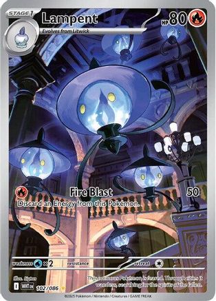 Lampent 102/086  - Holofoil SV White Flare - Illustration Rare