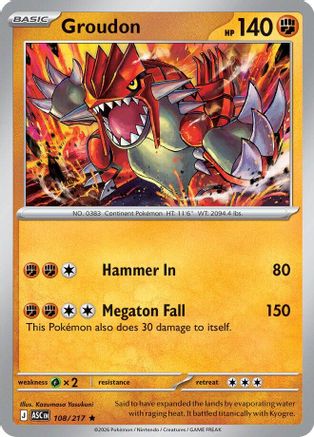 Groudon 108  - Reverse Holofoil ME Ascended Heroes - Rare