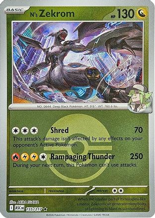 N's Zekrom (Poke Ball) 155  - Reverse Holofoil ME Ascended Heroes - Rare