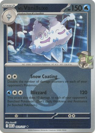 N's Vanilluxe (Energy Symbol Pattern) 051  - Reverse Holofoil ME Ascended Heroes - Uncommon