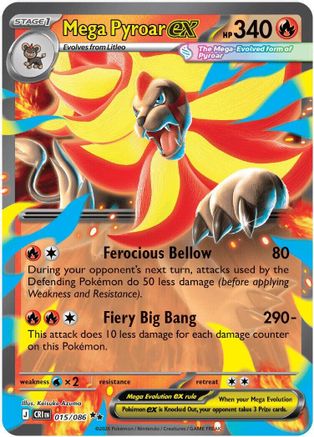 Mega Pyroar ex 015/086  - Holofoil ME04 Chaos Rising - Double Rare