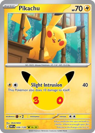Pikachu 036/128  - Holofoil ME 30th Celebration - None
