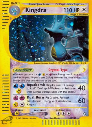 Kingdra (148) 148  - Reverse Holofoil Aquapolis - Secret Rare