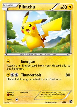 Pikachu 115  - Holofoil Black and White - Secret Rare