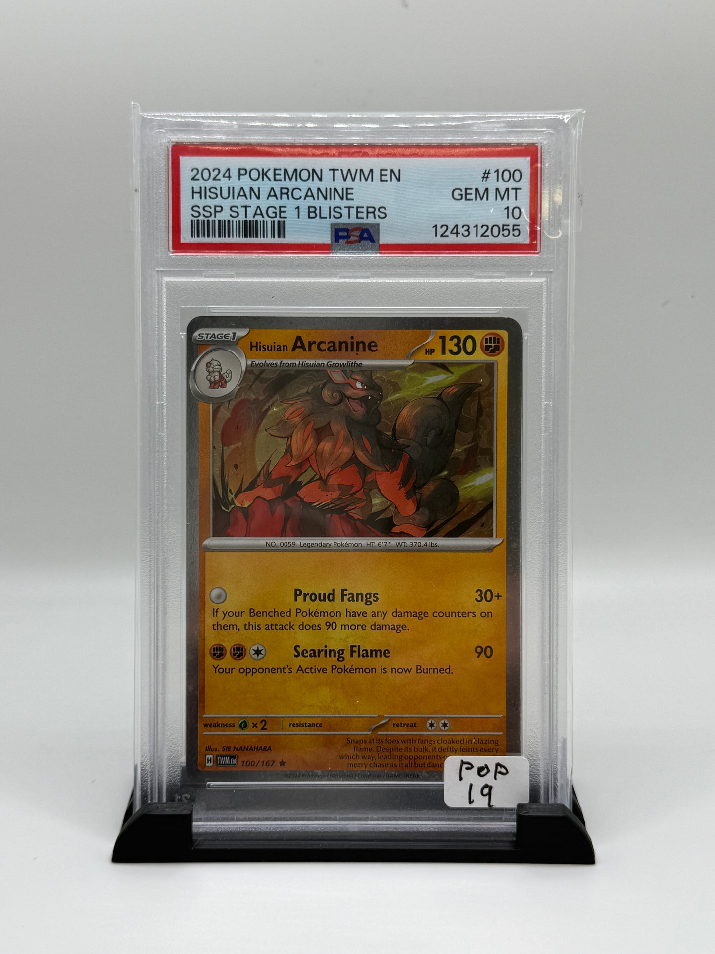 PSA 10 2024 Twilight Masquerade - Twm En - English C. Holo Surging Sparks Single Pack Blister Hisuian Arcanine #100