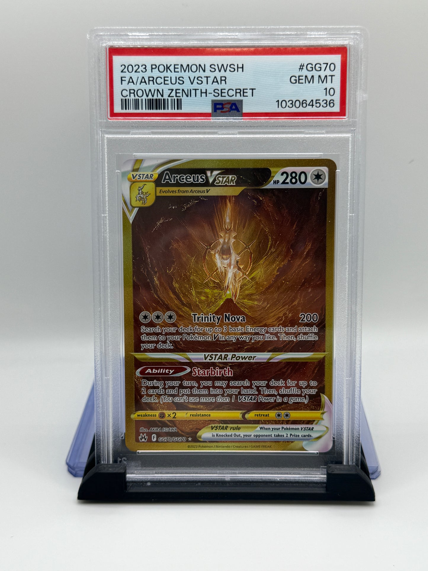 PSA 10 2023 Pokemon Sword and Shield Crown Zenith Galarian Gallery Secret Rare Arceus Vstar #GG70