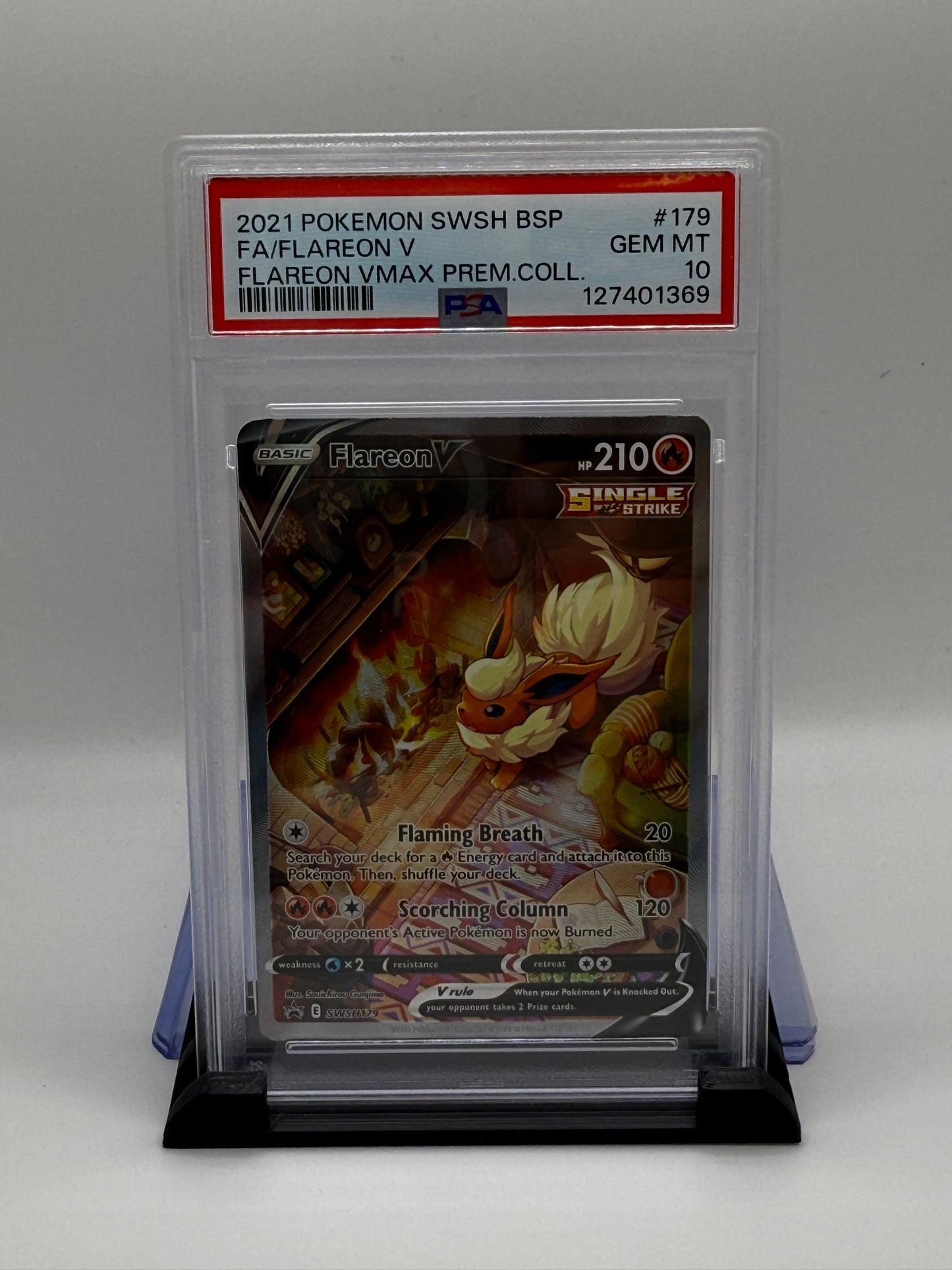 PSA 10 2021 Black Star Promos - Sword & Shield English Flareon Vmax Premium Collection Flareon V #SWSH179