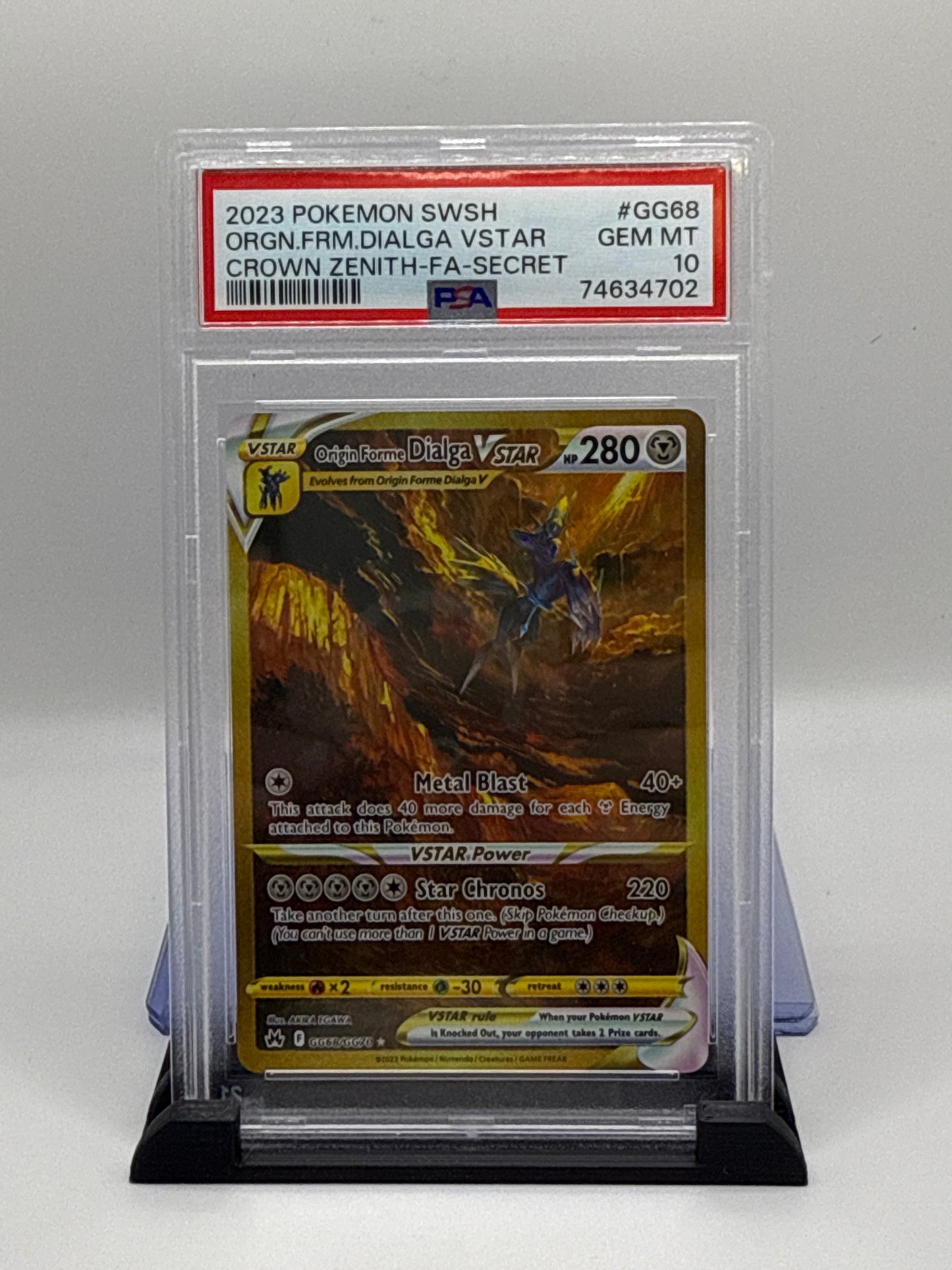 PSA 10 2023 Pokemon Sword and Shield Crown Zenith Galarian Gallery Secret Rare Origin Forme Dialga Vstar #GG68