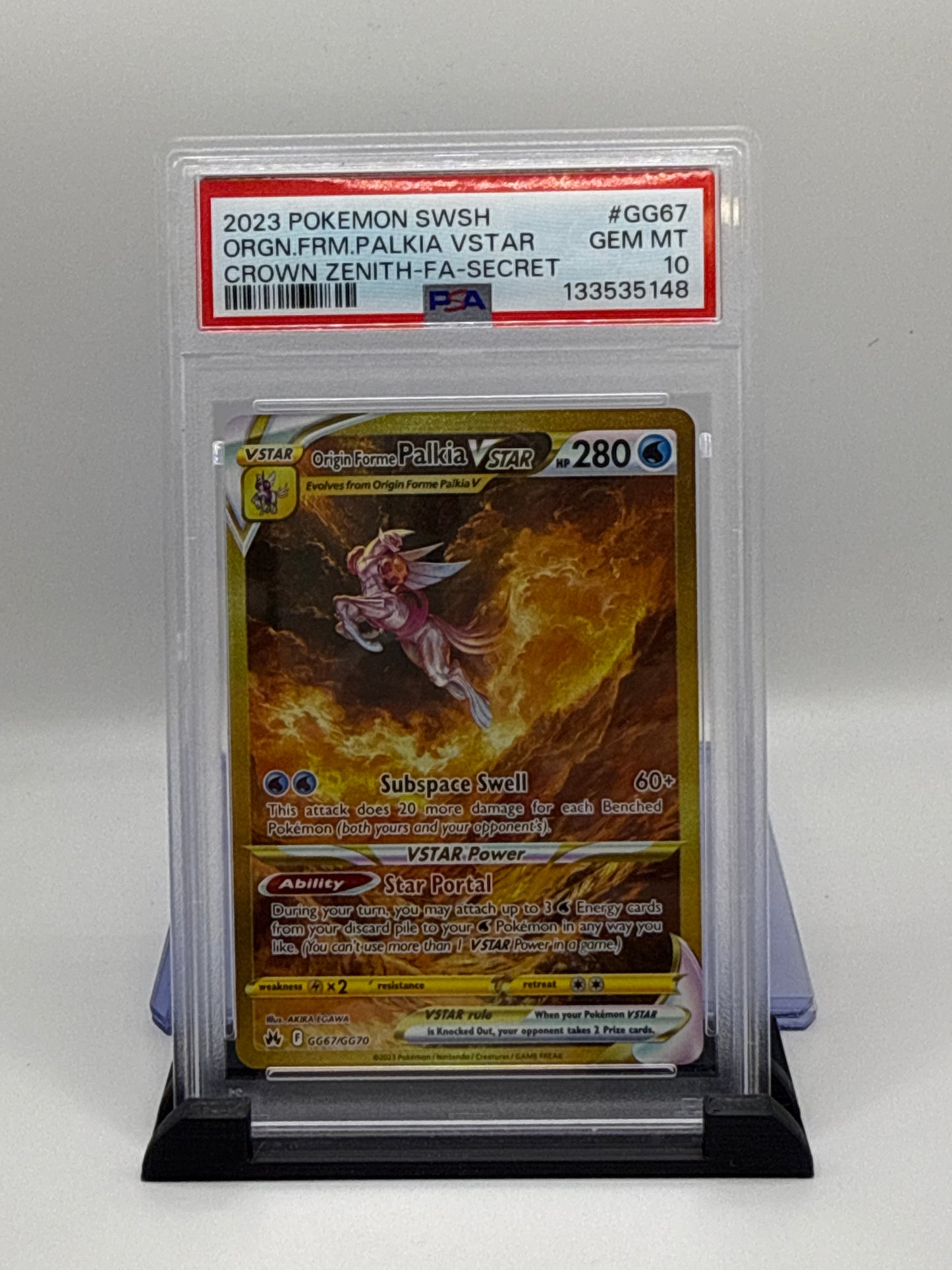 PSA 10 2023 Pokemon Sword and Shield Crown Zenith Galarian Gallery Secret Rare Origin Forme Palkia Vstar #GG67