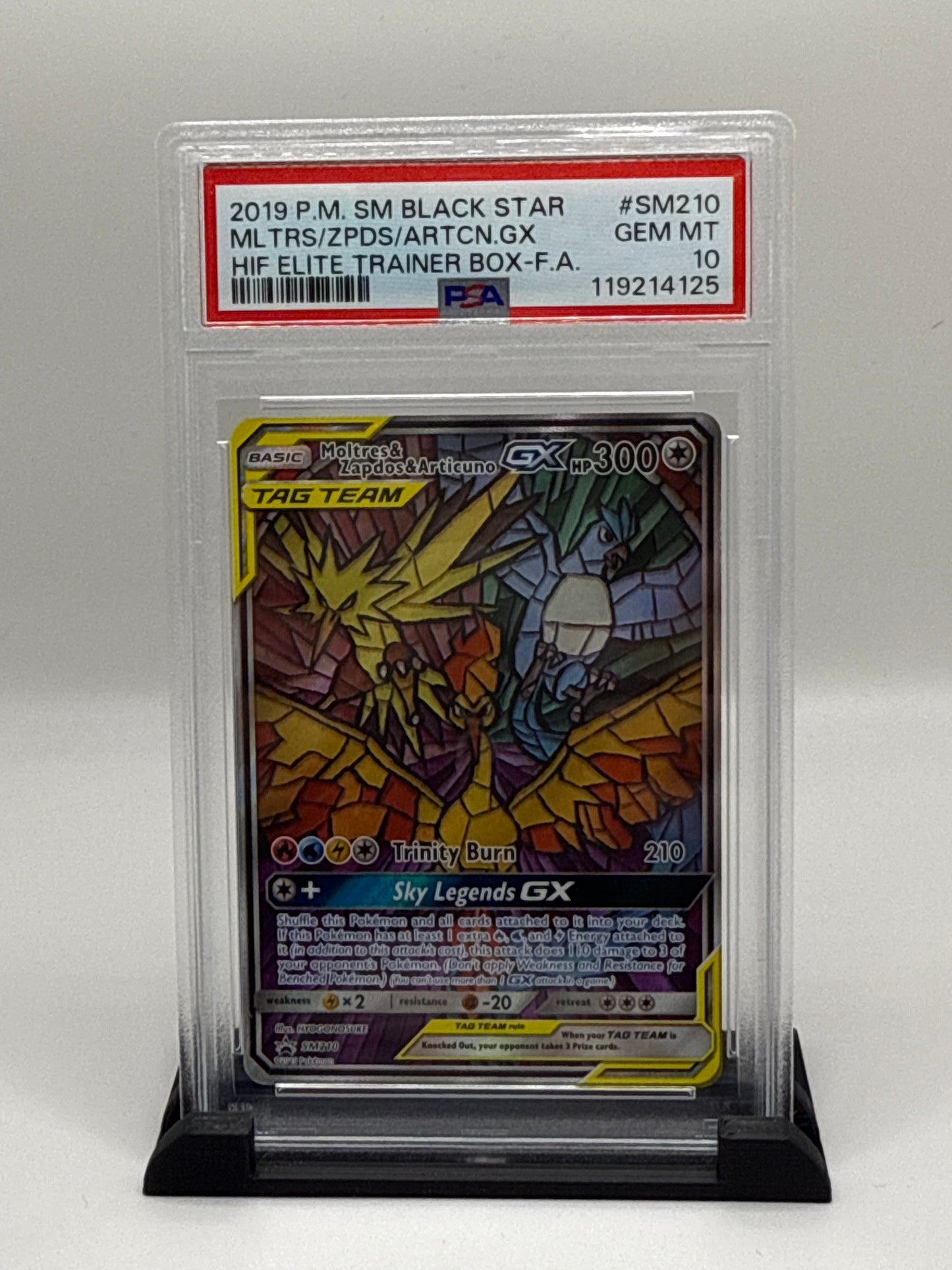 PSA 10 2019 Pokemon Sun and Moon Black Star Promo Hidden Fates Elite Trainer Box Articuno/Moltres/Zapdos Gx #SM210