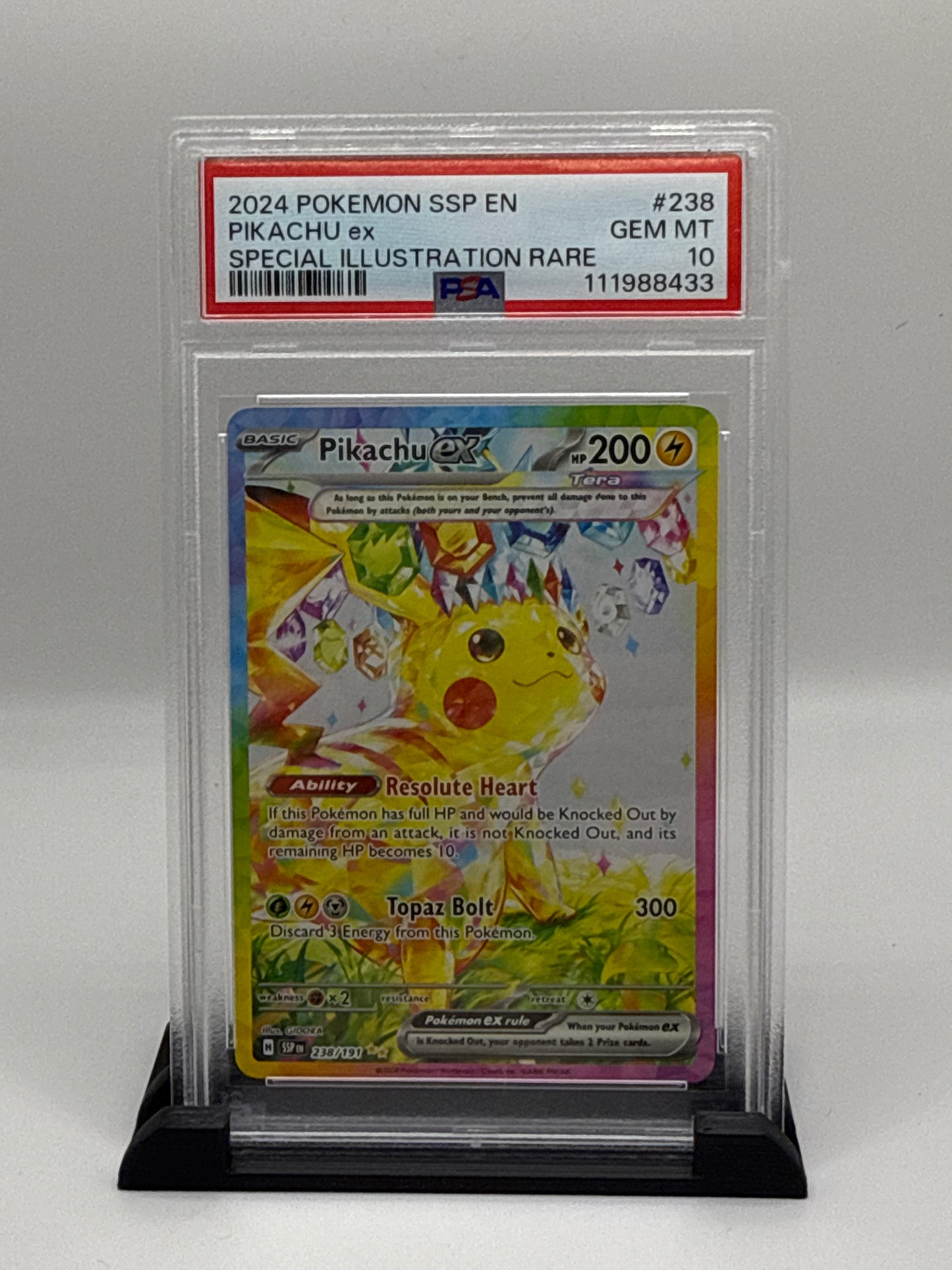 PSA 10 2024 Pokemon Scarlet and Violet Surging Sparks Special Illustration Rare Pikachu Ex #238