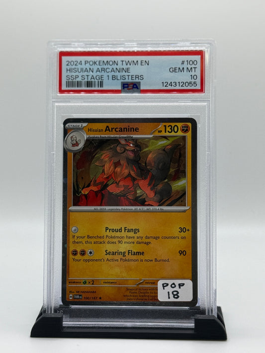 PSA 10 2024 Twilight Masquerade - Twm En - English C. Holo Surging Sparks Single Pack Blister Hisuian Arcanine #100