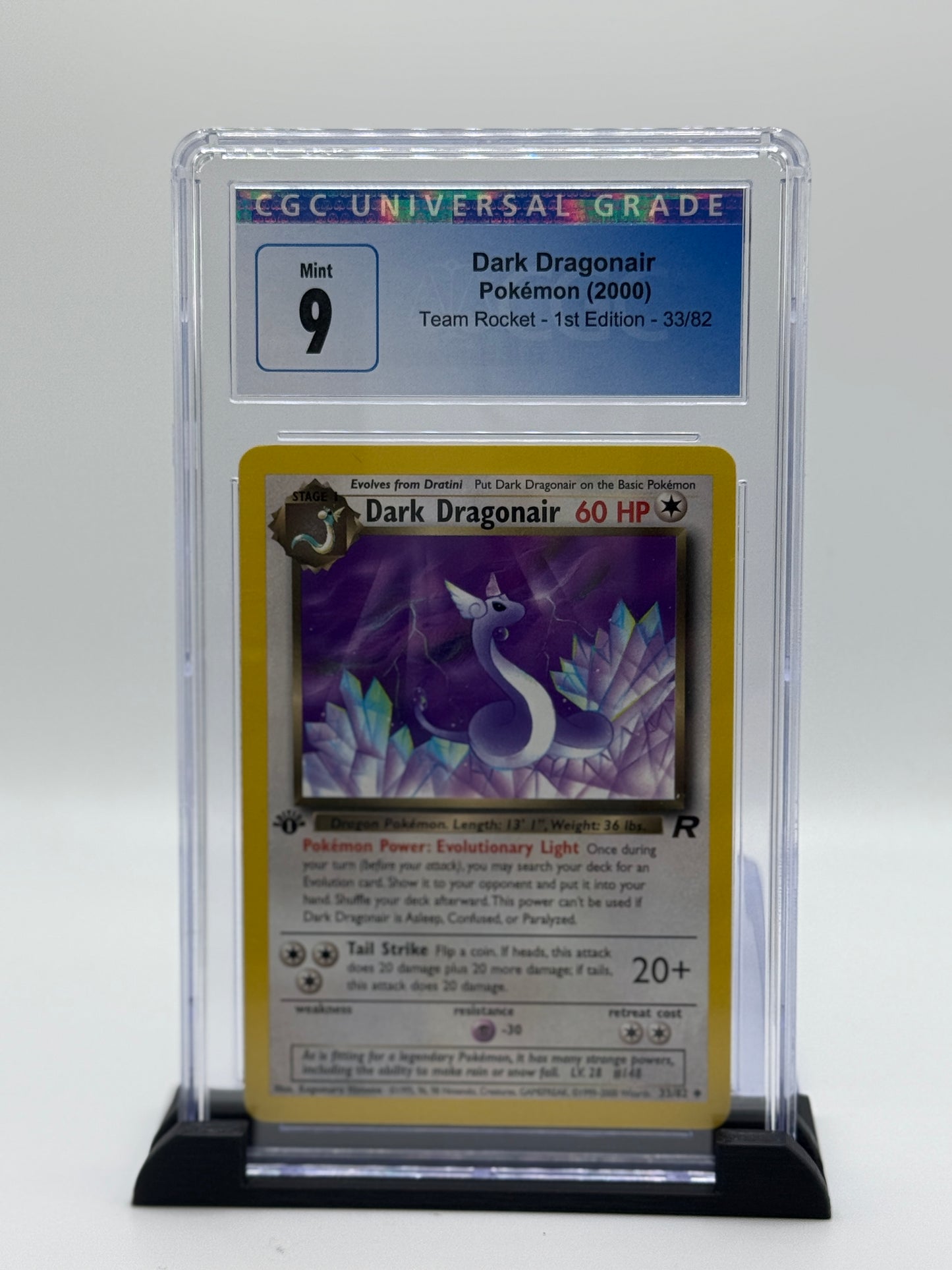 CGC 9 (NEW Label 9.5) 2000 Pokemon Team Rocket 1st Edition Dark Dragonair #33