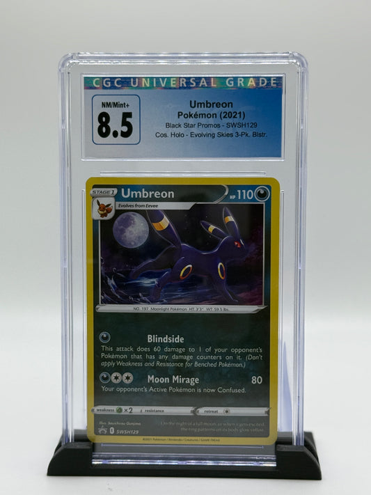 CGC 8.5 2021 Pokemon Sword and Shield Black Star Promo Evolving Skies Blisters Holo Umbreon #SWSH129