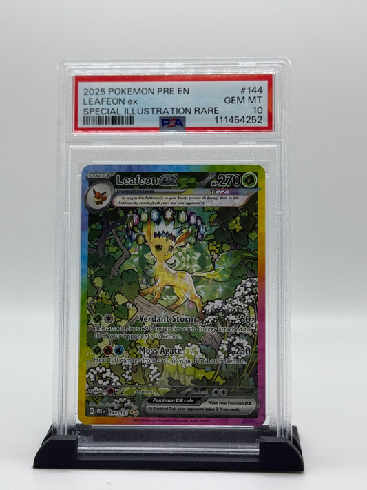 PSA 10 2025 Pokemon Scarlet and Violet Prismatic Evolutions Special Illustration Rare Leafeon Ex #144